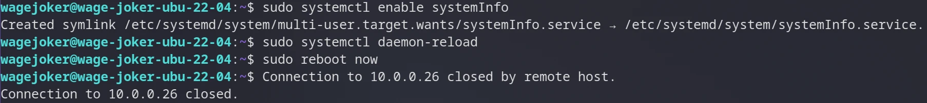 Enable the service, reload systemctl again and reboot to see the effects.